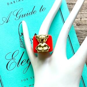 Chunky Orange Teddy Bear Ring 8.5 Cute!